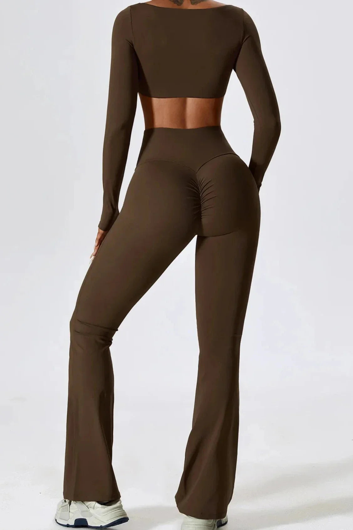 Vibonanza | Set van Flared Legging en Crop Top met Lange Mouwen