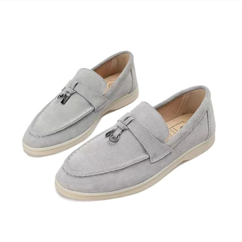 Vibonanza | Dames Suède Loafers met Slotdetail