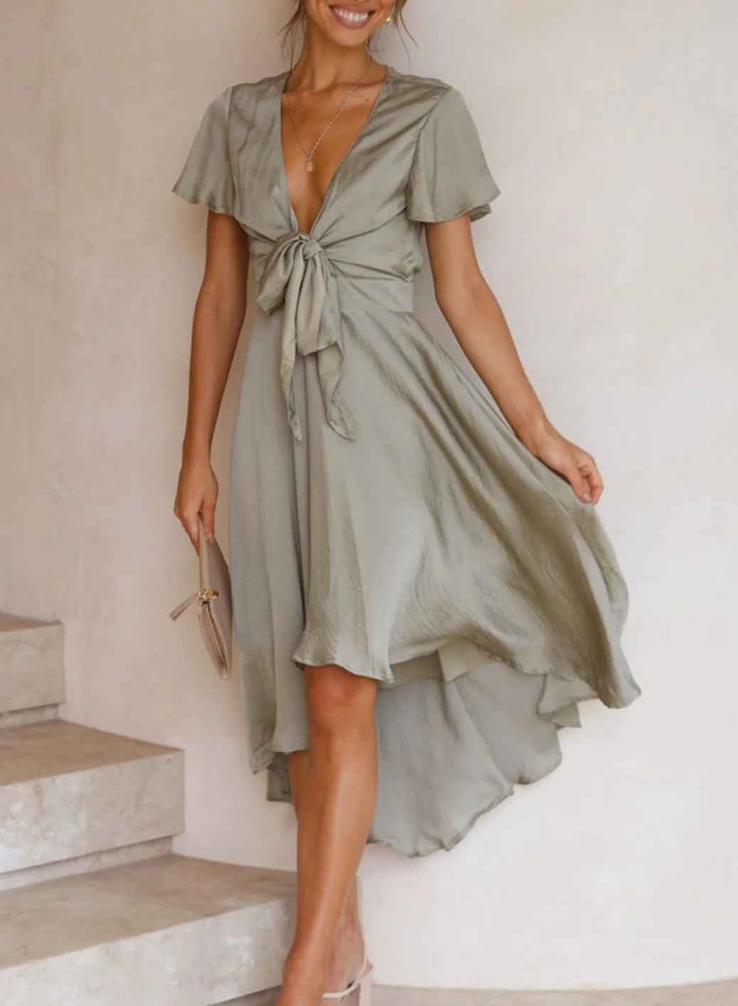 Vibonanza | Elegante Dames Zomerjurk Met V-Hals en Korte Mouw