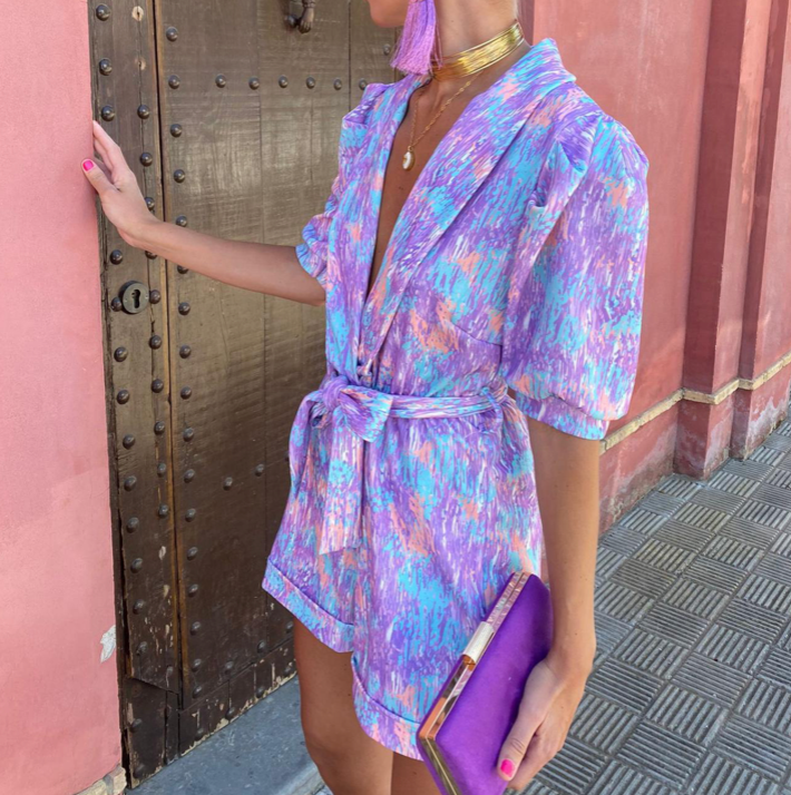 Vibonanza | Zomerse Jumpsuit V-Hals Met Strikceintuur