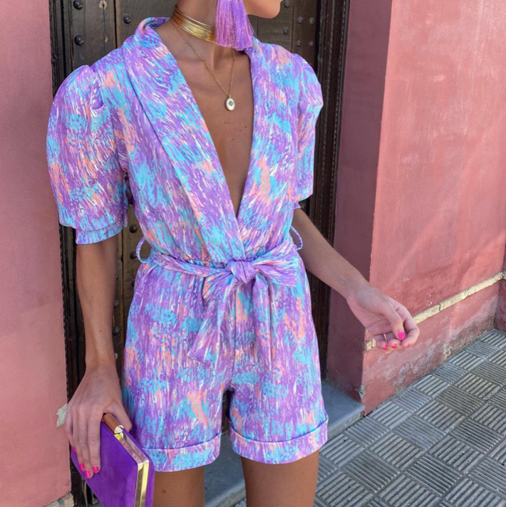 Vibonanza | Zomerse Jumpsuit V-Hals Met Strikceintuur