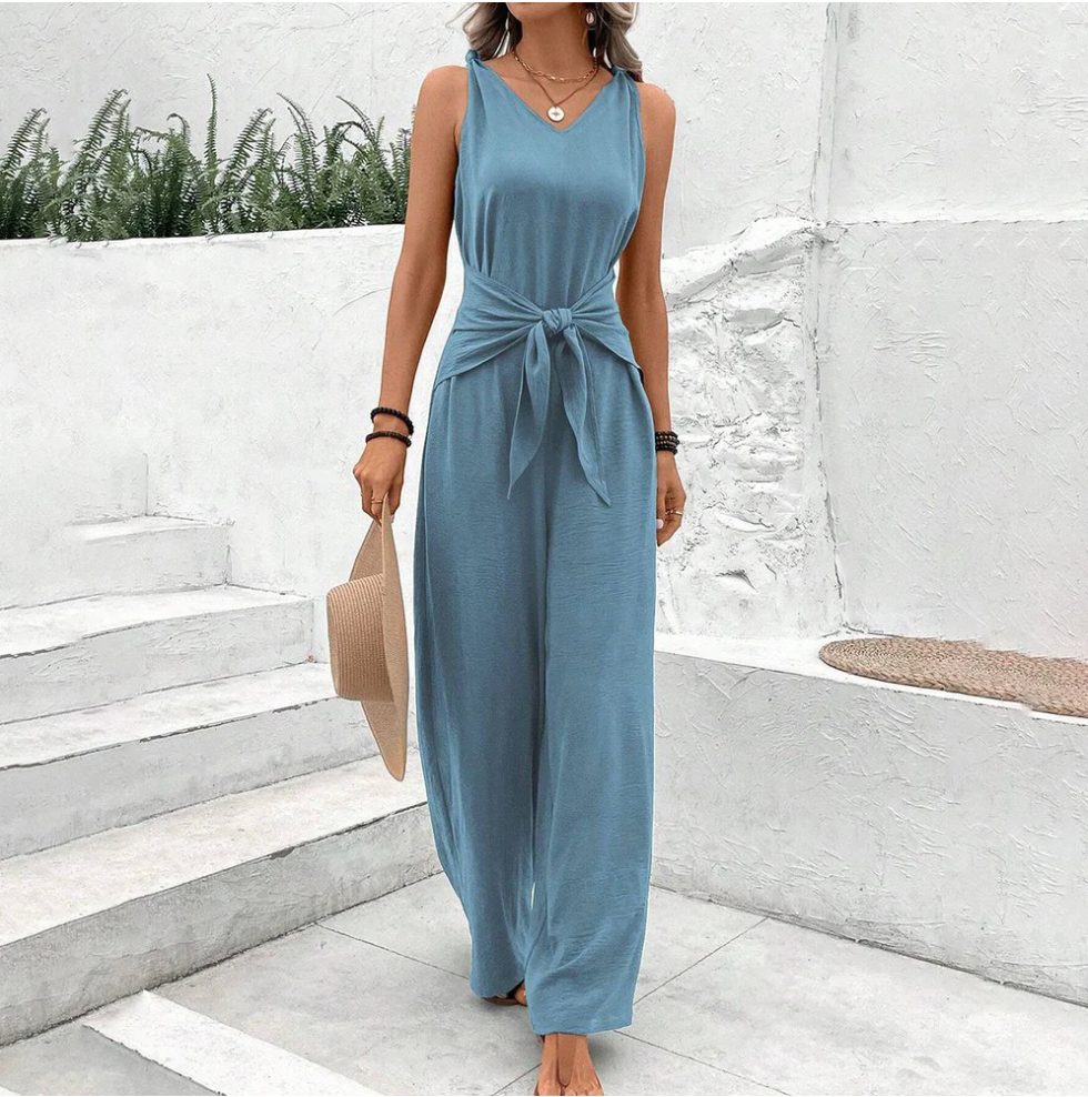 Vibonanza | Mouwloze Blauwe Dames Jumpsuit