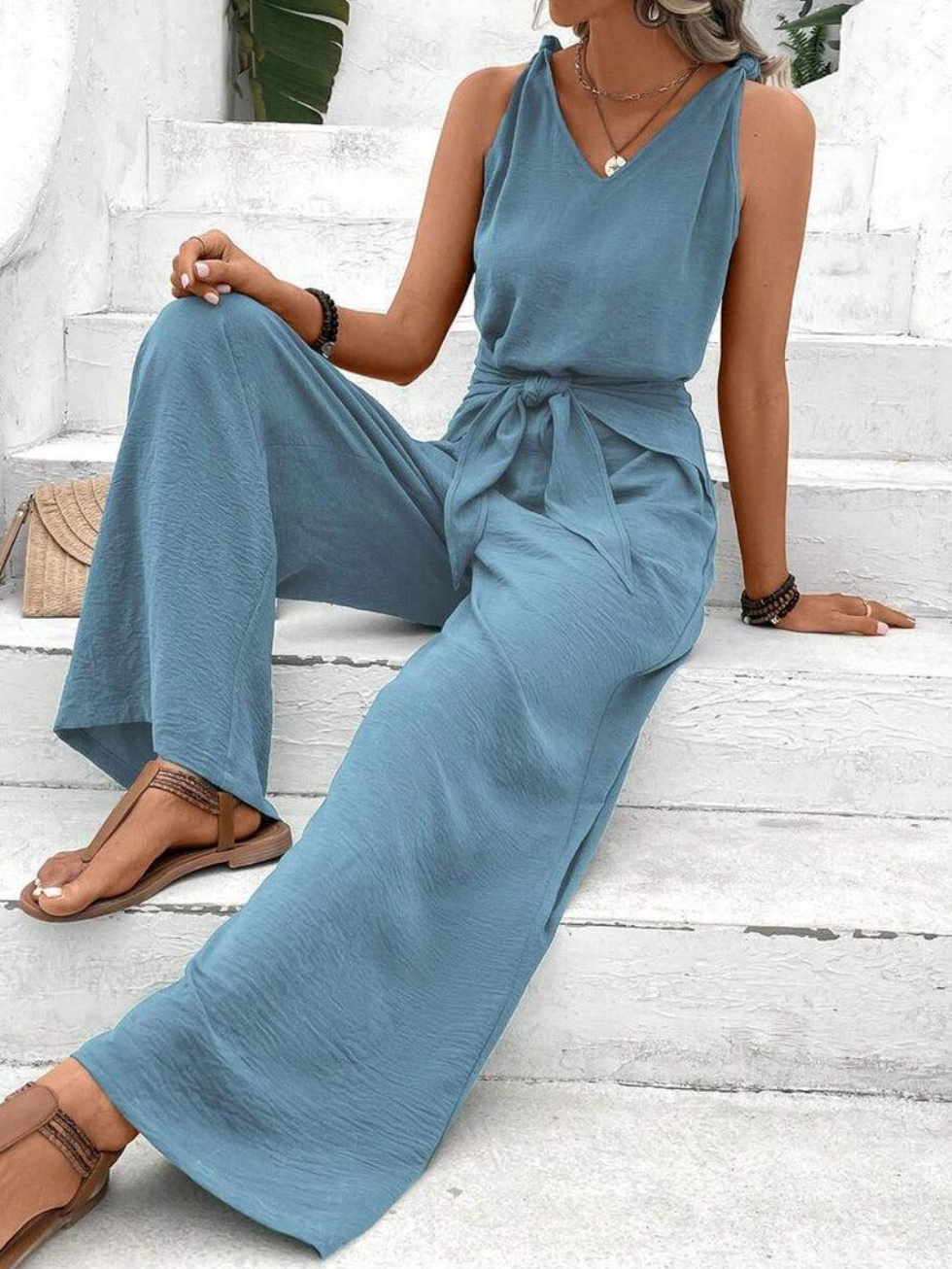 Vibonanza | Mouwloze Blauwe Dames Jumpsuit