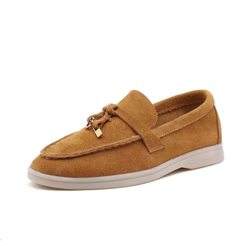 Vibonanza | Dames Suède Loafers met Slotdetail