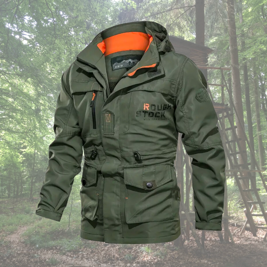 Vibonanza | Heren Outdoor Jas Olijfgroen Met Capuchon