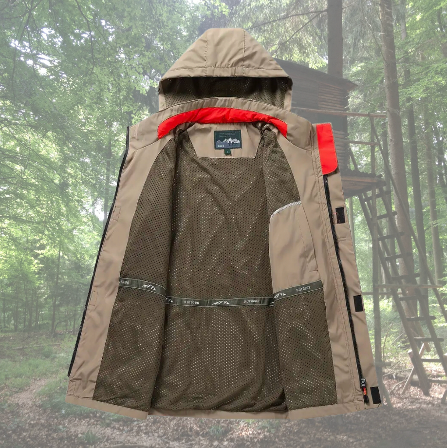 Vibonanza | Heren Outdoor Jas Olijfgroen Met Capuchon