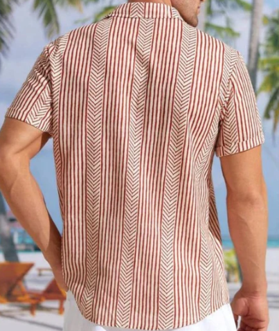 Vibonanza | Heren Zomerblouse Gestreept Korte Mouw