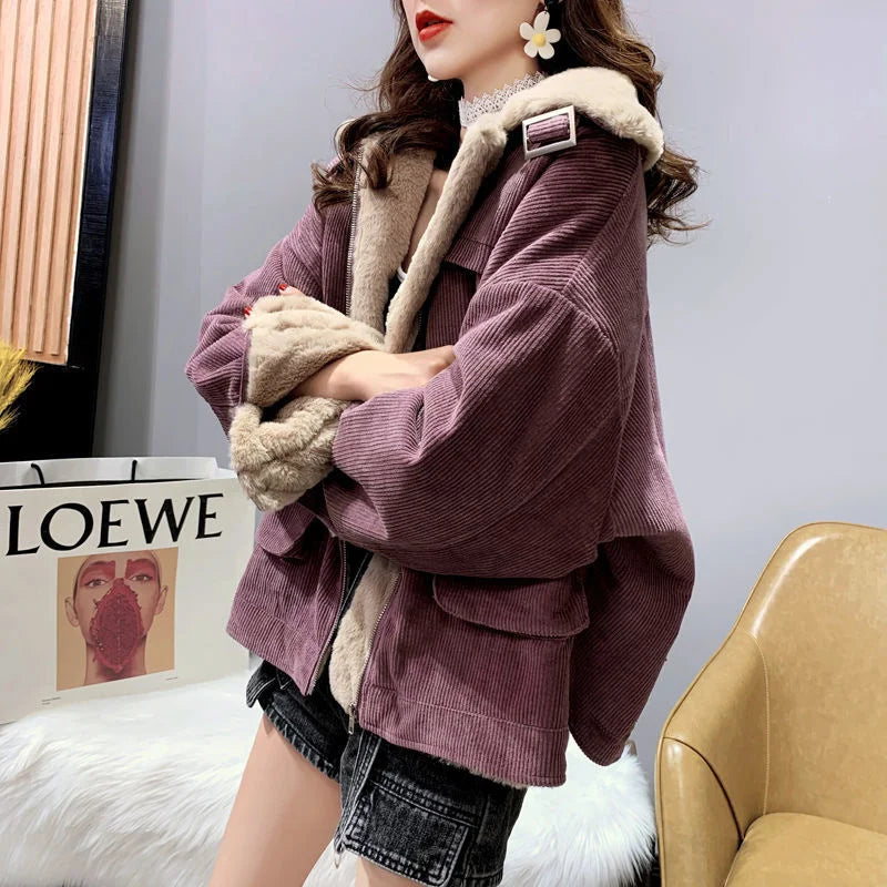 Vibonanza | Dames Oversized Gevoerde Corduroy Winterjas
