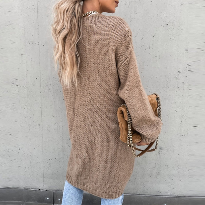 Vibonanza | Dames Lang Vest Neutraal Beige