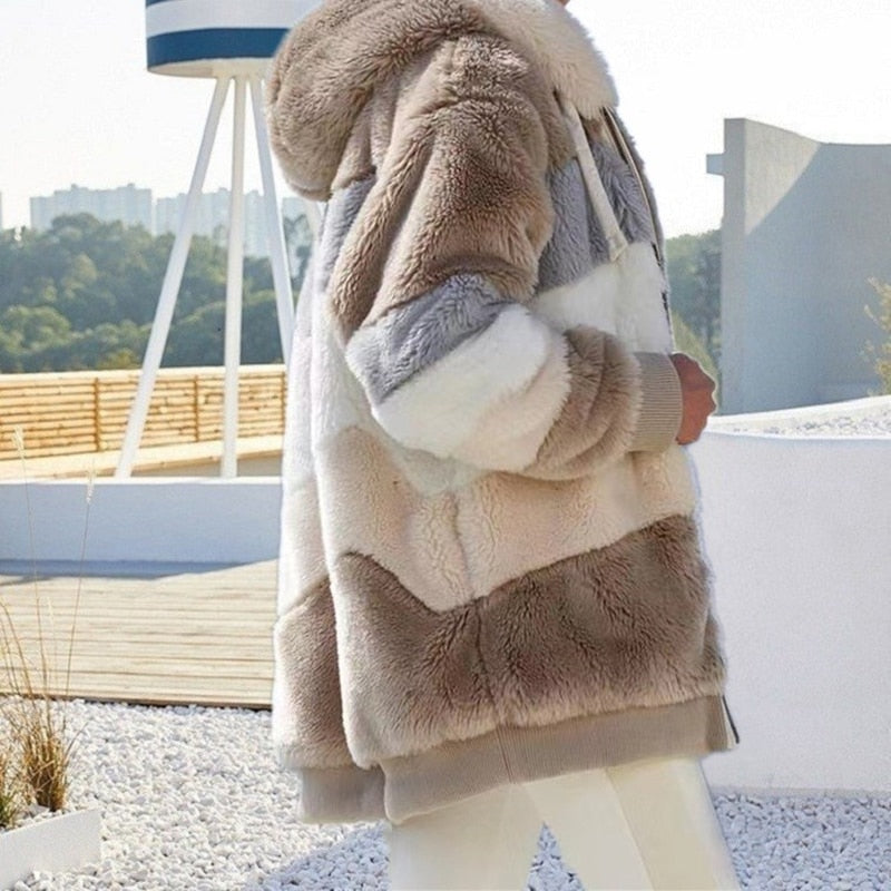 Vibonanza | Dames Pluche Hoodie Vest met Capuchon
