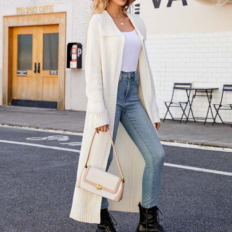 Vibonanza | Dames Lang Gebreid Vest Off-White