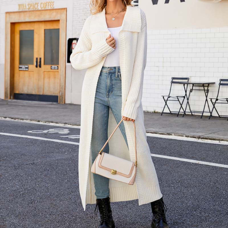 Vibonanza | Dames Lang Gebreid Vest Off-White