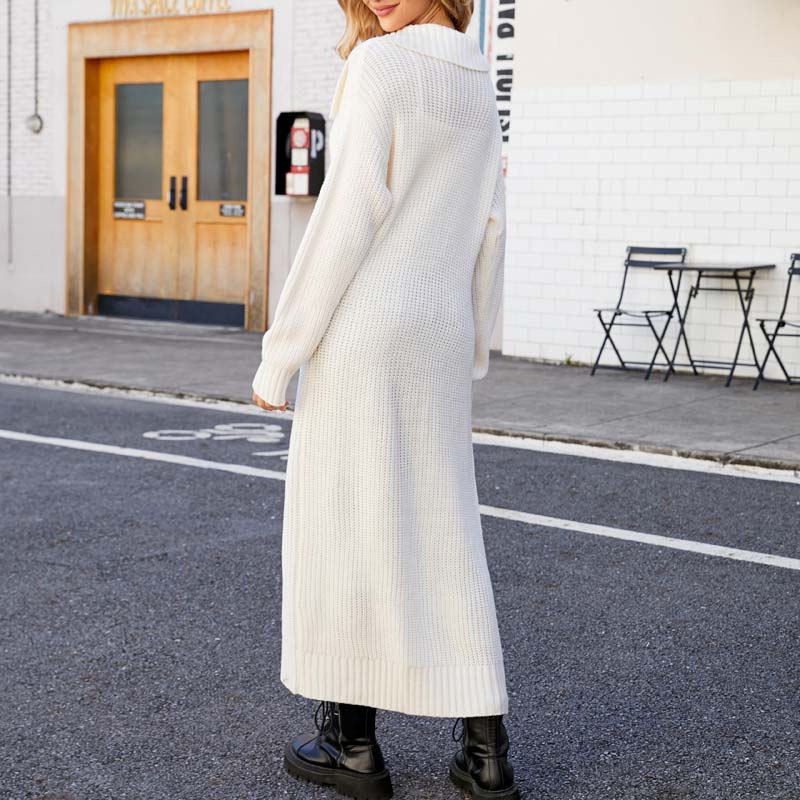 Vibonanza | Dames Lang Gebreid Vest Off-White