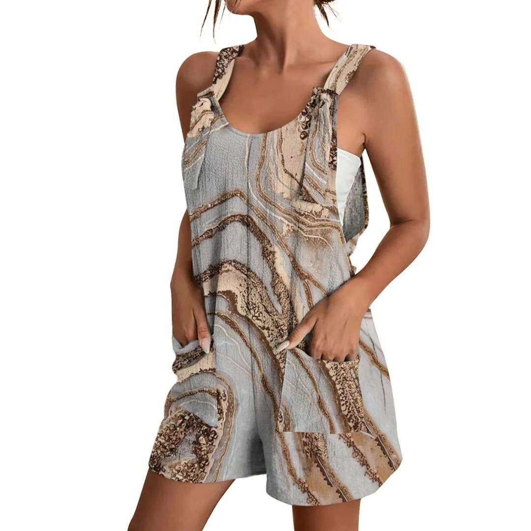 Vibonanza | Dames Bloemen Playsuit met Strikbandjes