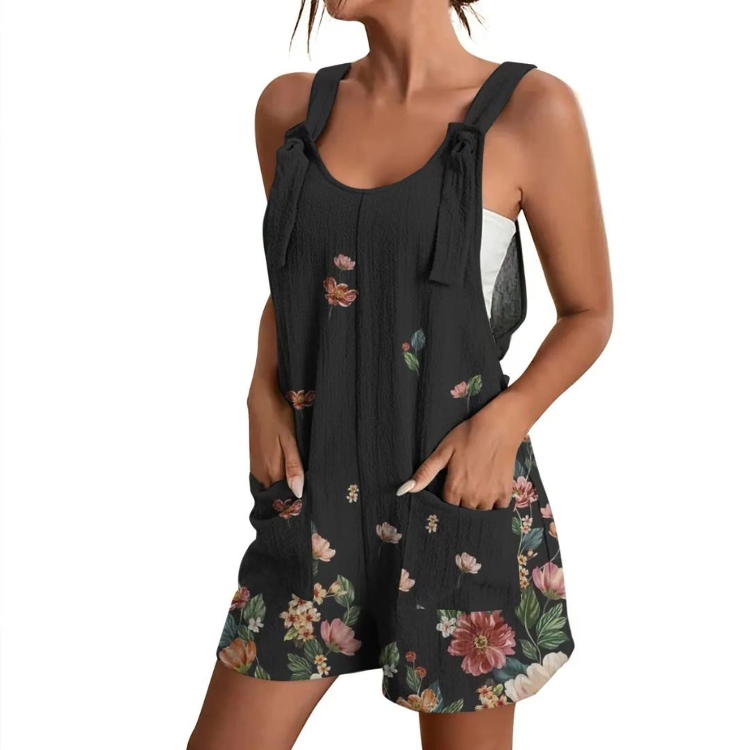 Vibonanza | Dames Bloemen Playsuit met Strikbandjes