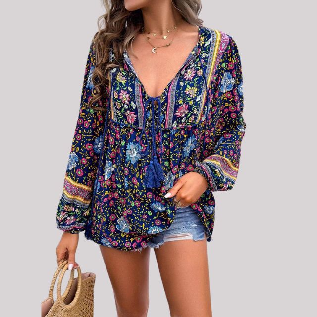 Vibonanza | Bohemian damesblouse met paisleyprint