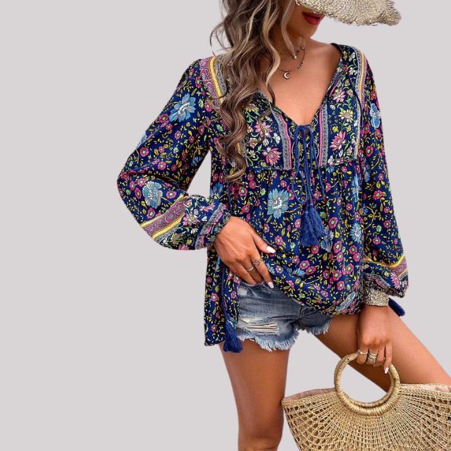 Vibonanza | Bohemian damesblouse met paisleyprint