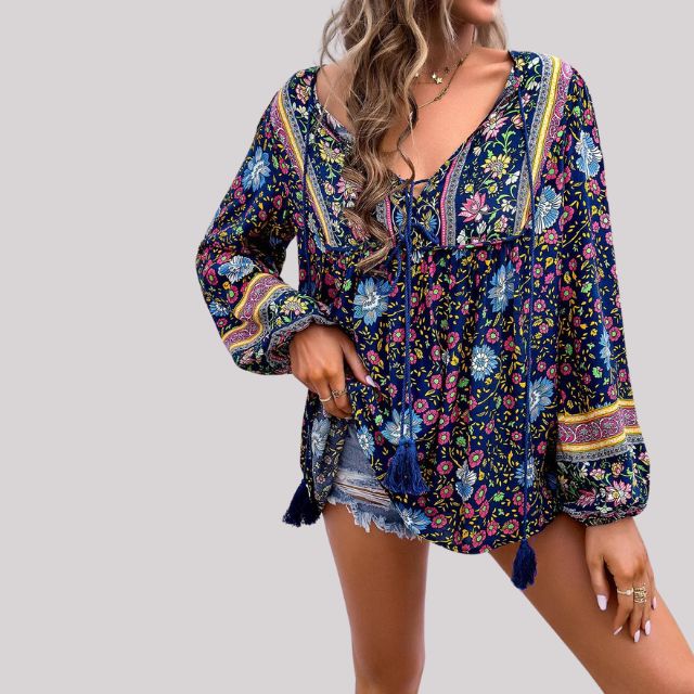 Vibonanza | Bohemian damesblouse met paisleyprint