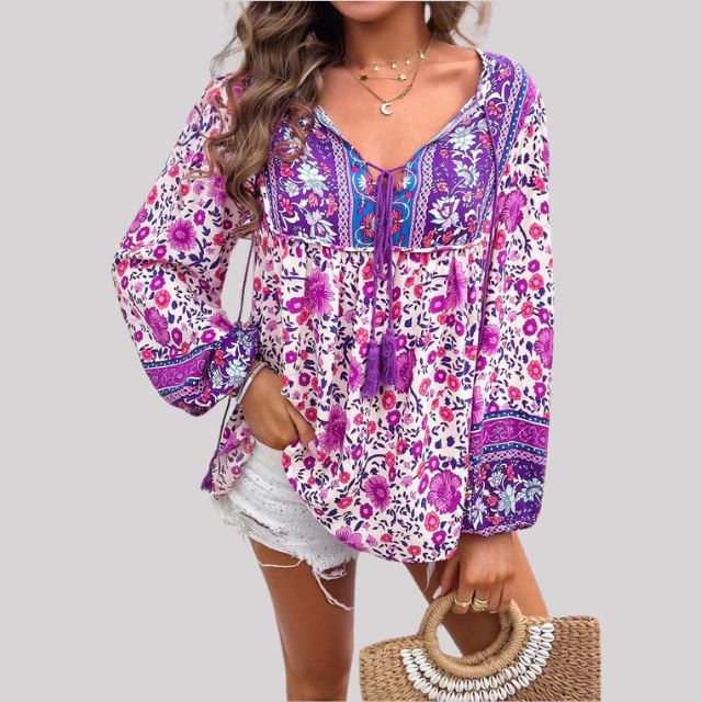 Vibonanza | Bohemian damesblouse met paisleyprint