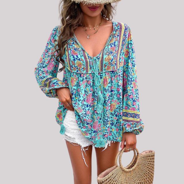 Vibonanza | Bohemian damesblouse met paisleyprint