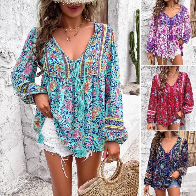 Vibonanza | Bohemian damesblouse met paisleyprint