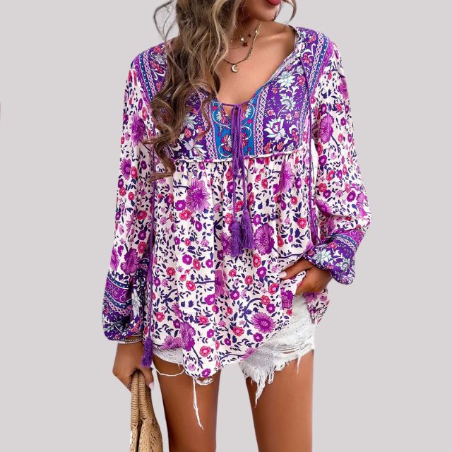 Vibonanza | Bohemian damesblouse met paisleyprint