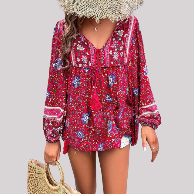 Vibonanza | Bohemian damesblouse met paisleyprint