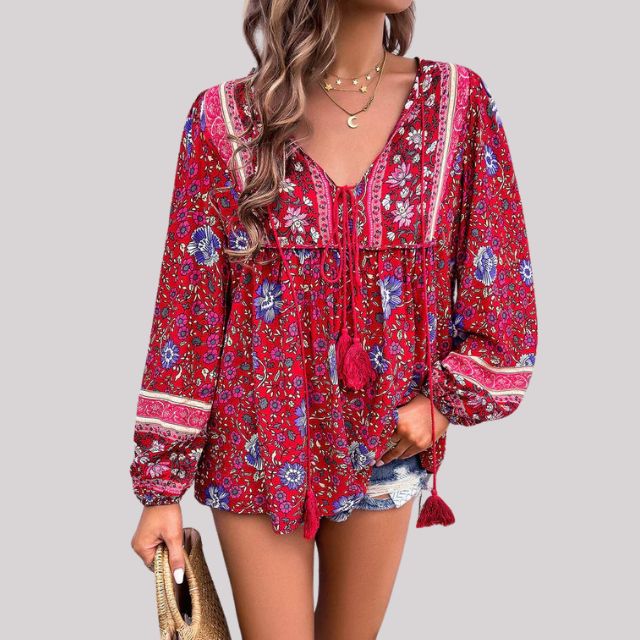 Vibonanza | Bohemian damesblouse met paisleyprint