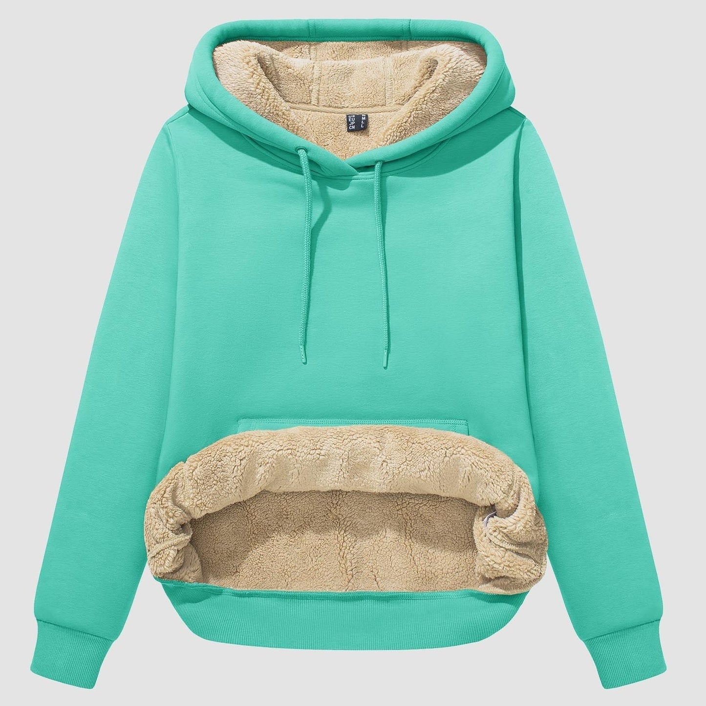 Vibonanza | Dames Sherpa Hoodie Beige Fleece Gevoerd