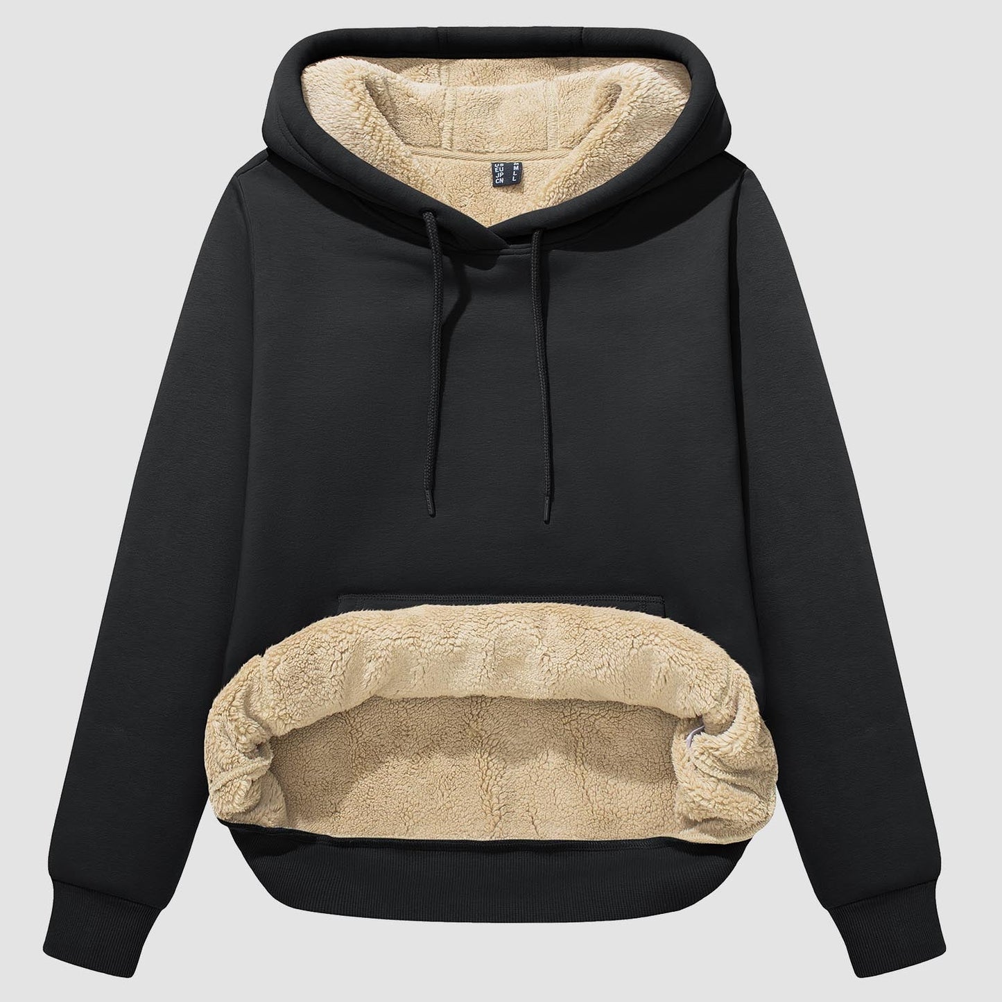 Vibonanza | Dames Sherpa Hoodie Beige Fleece Gevoerd