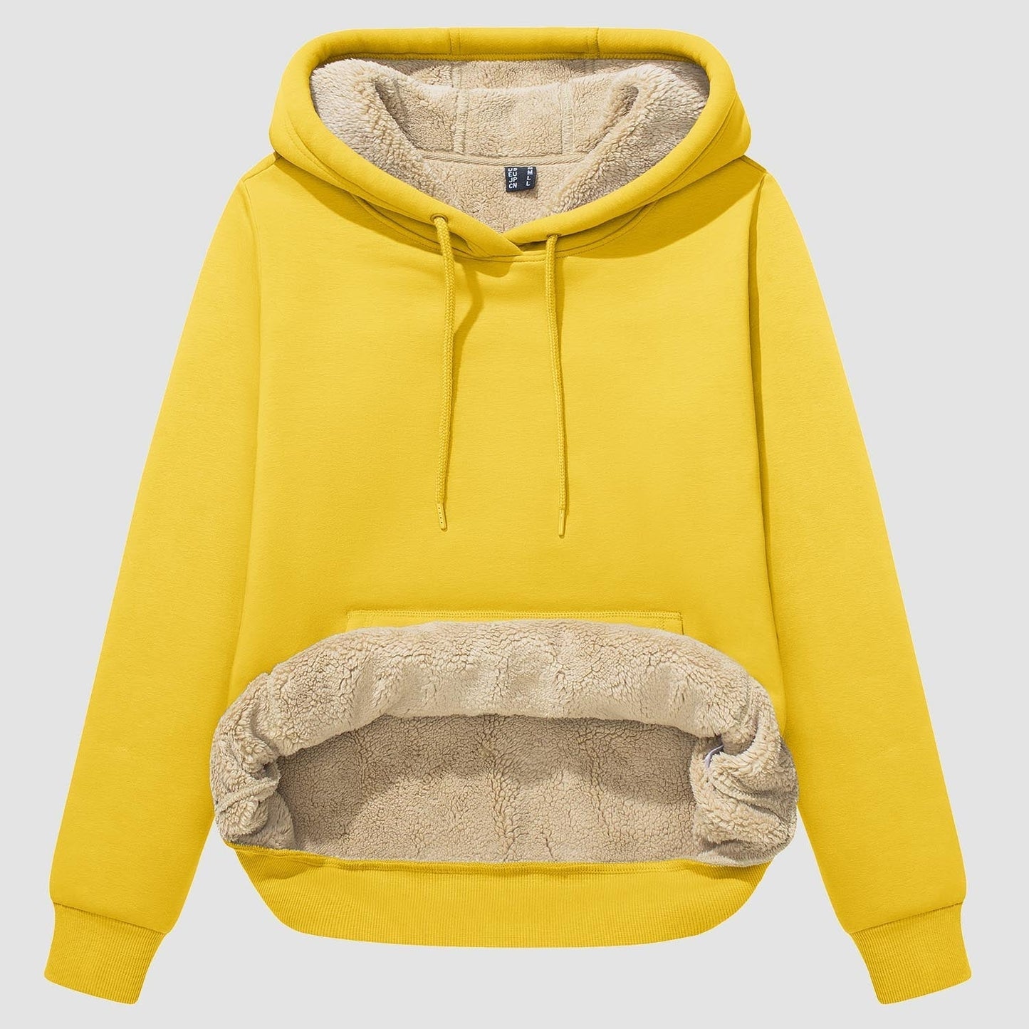 Vibonanza | Dames Sherpa Hoodie Beige Fleece Gevoerd