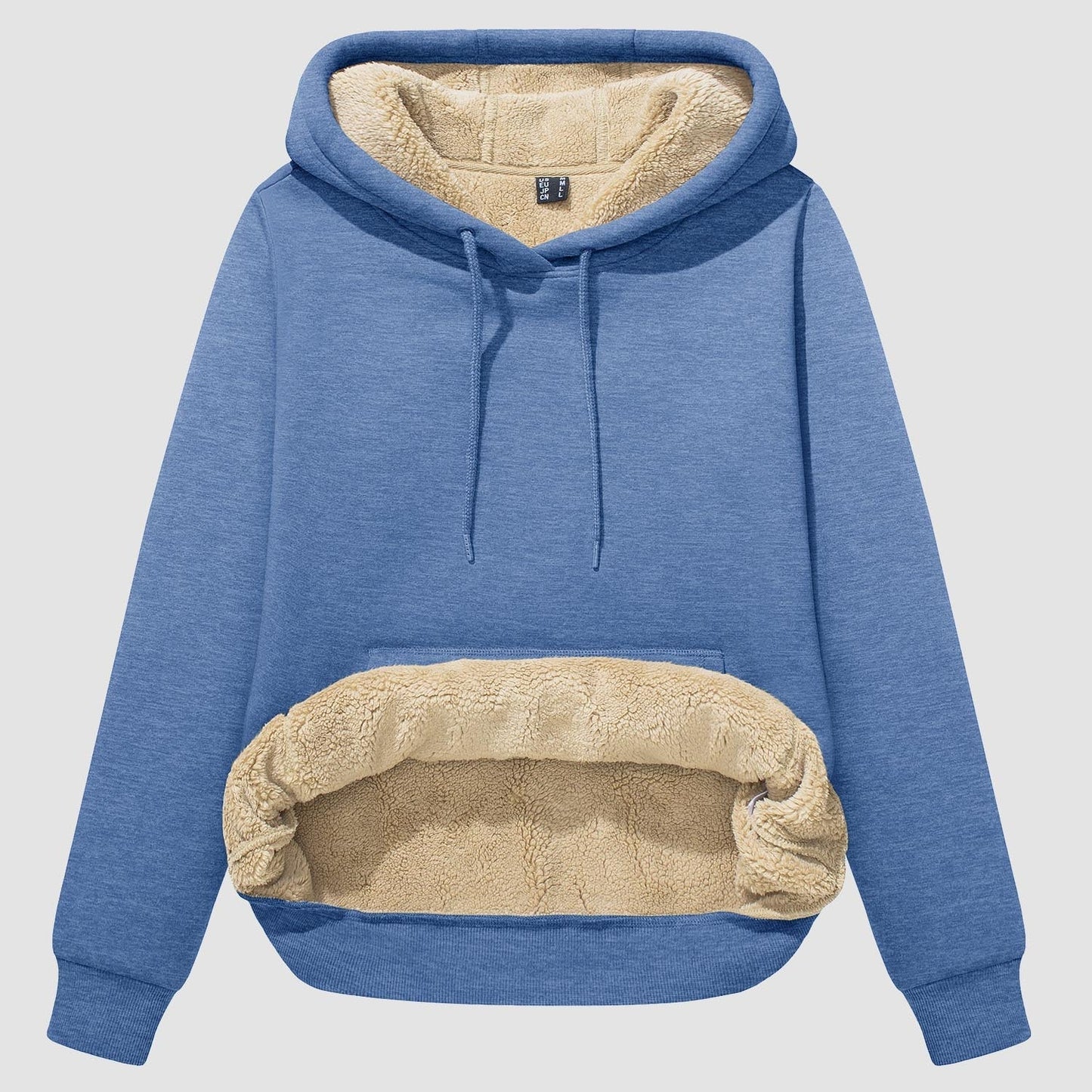 Vibonanza | Dames Sherpa Hoodie Beige Fleece Gevoerd