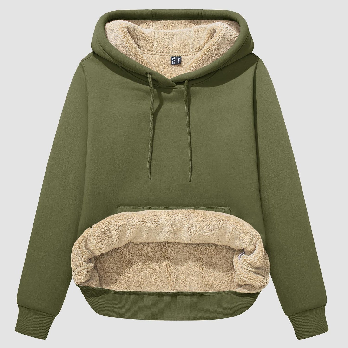 Vibonanza | Dames Sherpa Hoodie Beige Fleece Gevoerd