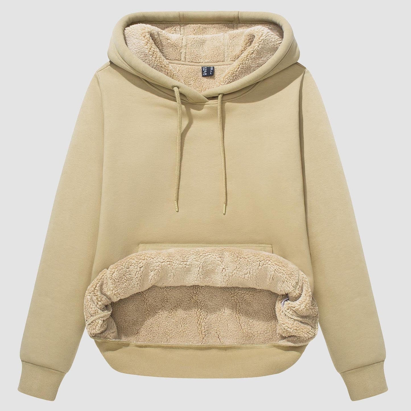 Vibonanza | Dames Sherpa Hoodie Beige Fleece Gevoerd