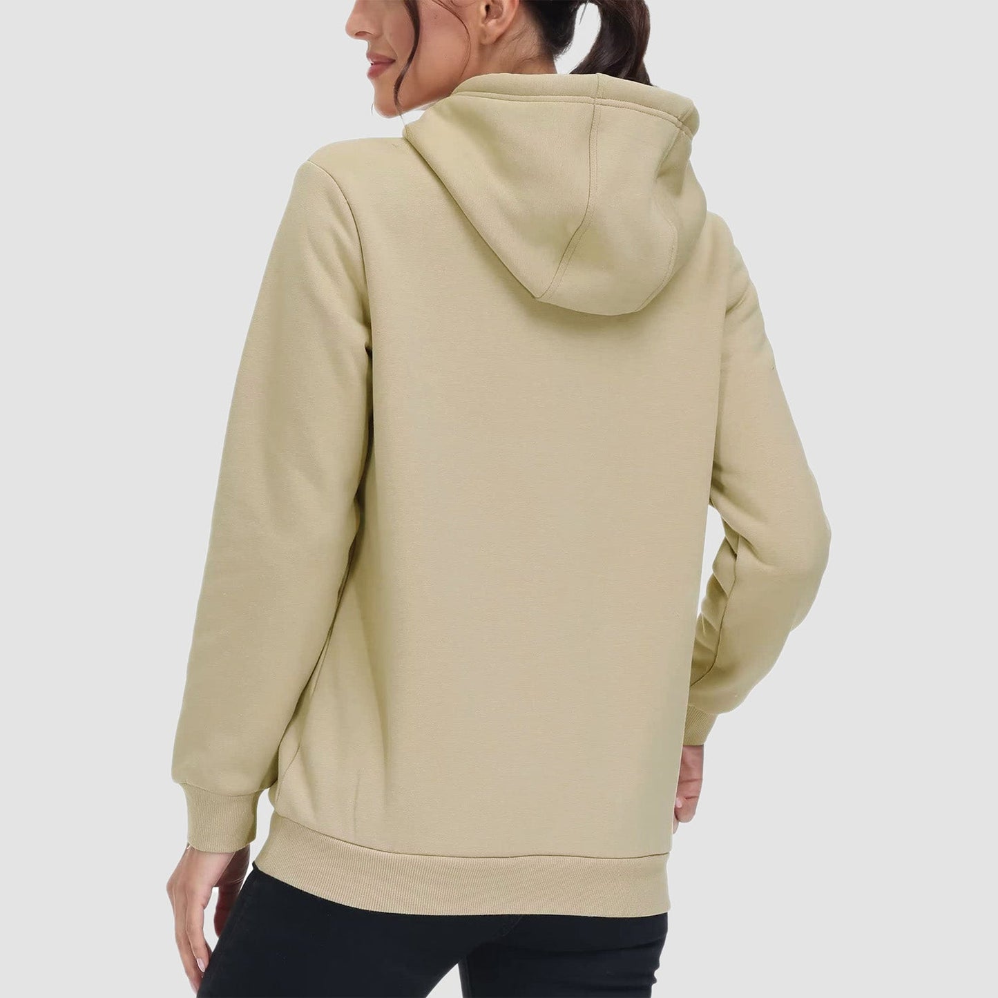 Vibonanza | Dames Sherpa Hoodie Beige Fleece Gevoerd