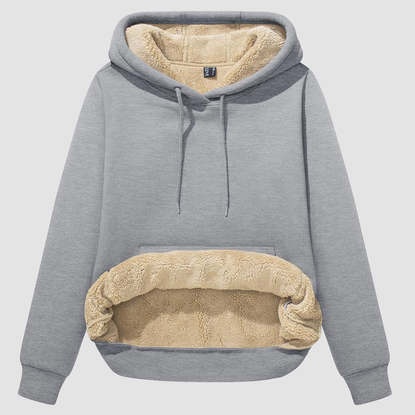 Vibonanza | Dames Sherpa Hoodie Beige Fleece Gevoerd