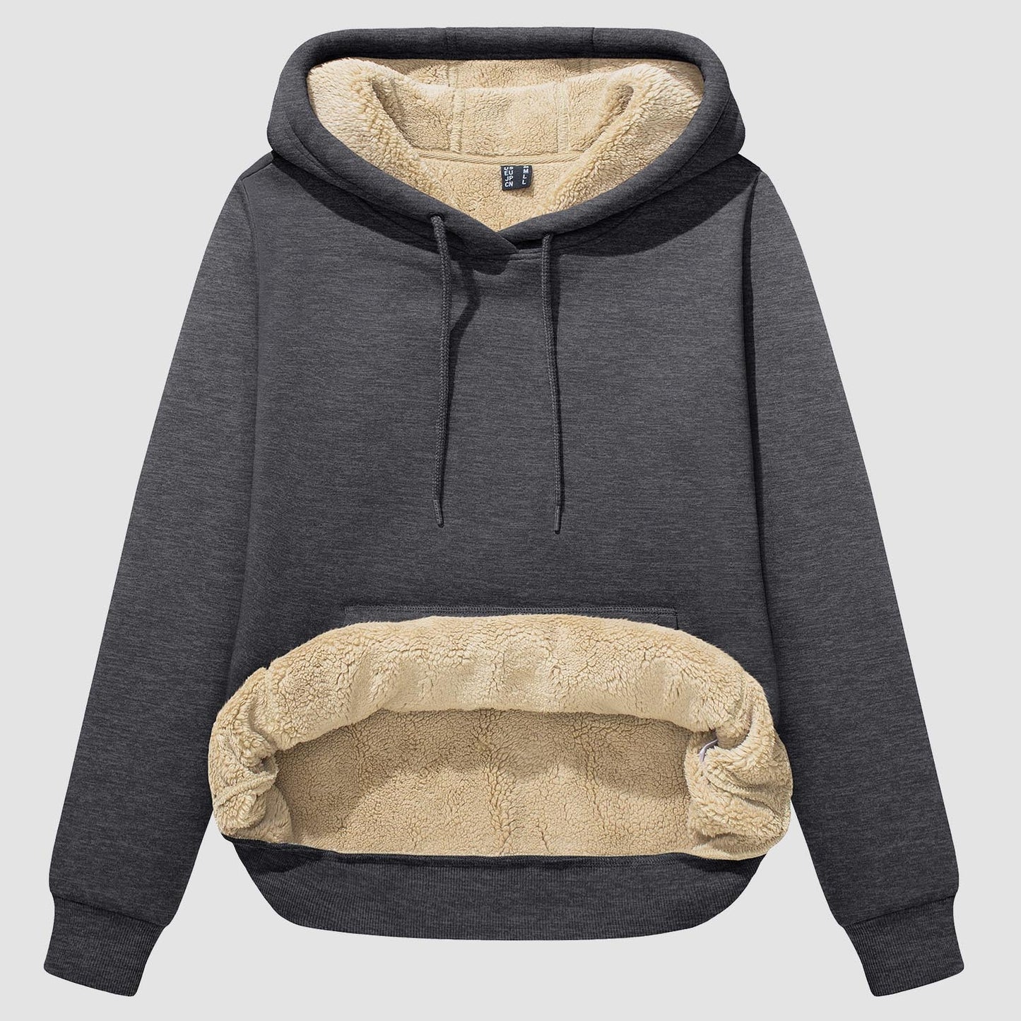 Vibonanza | Dames Sherpa Hoodie Beige Fleece Gevoerd