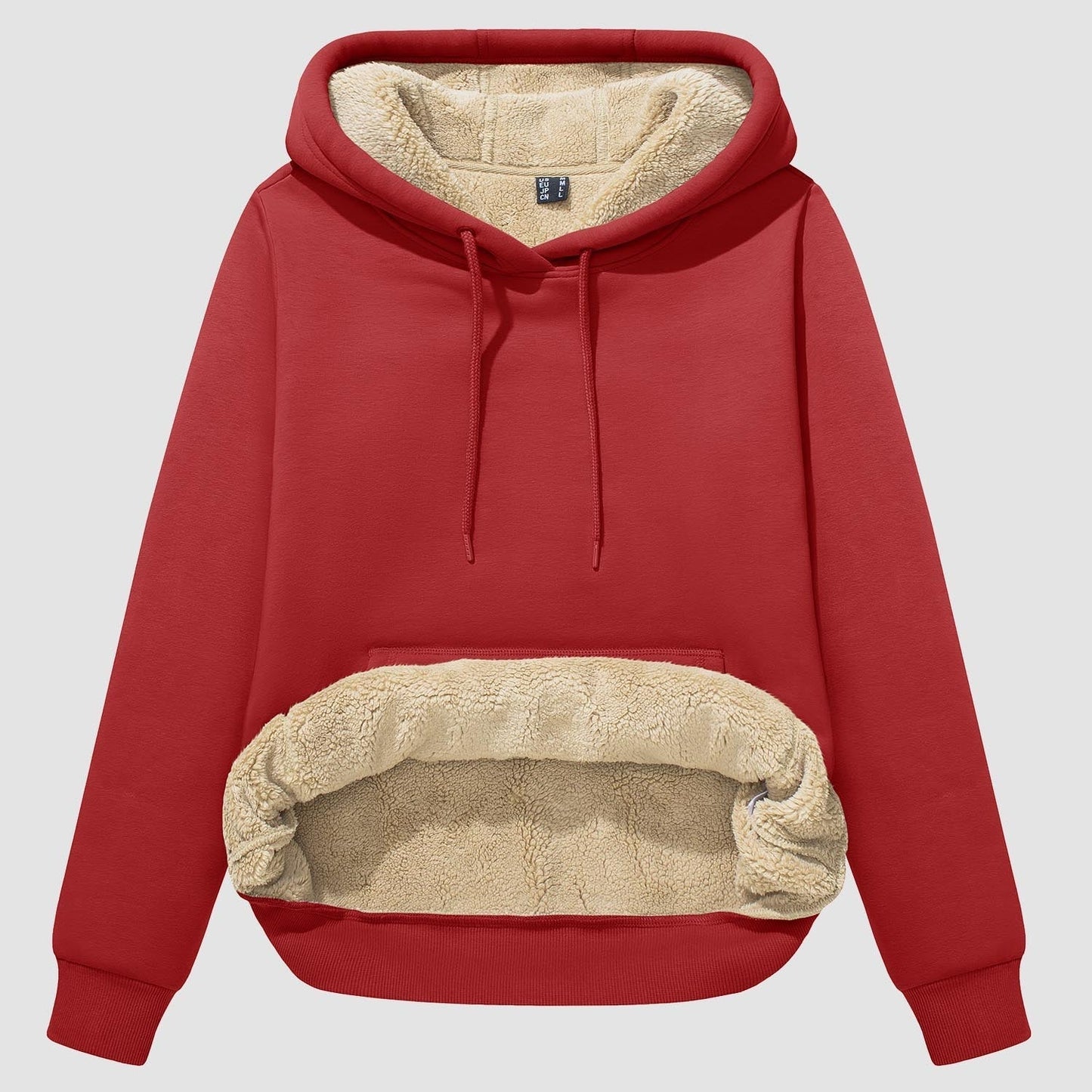 Vibonanza | Dames Sherpa Hoodie Beige Fleece Gevoerd