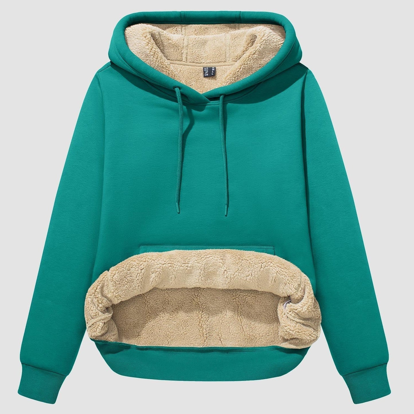 Vibonanza | Dames Sherpa Hoodie Beige Fleece Gevoerd