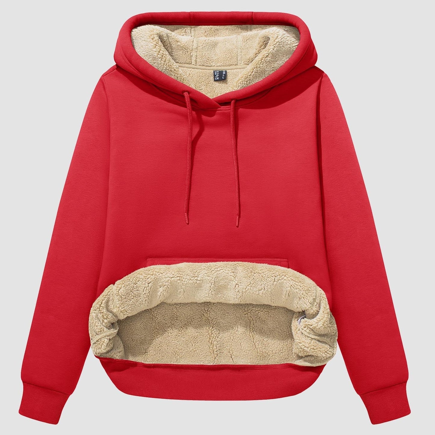 Vibonanza | Dames Sherpa Hoodie Beige Fleece Gevoerd