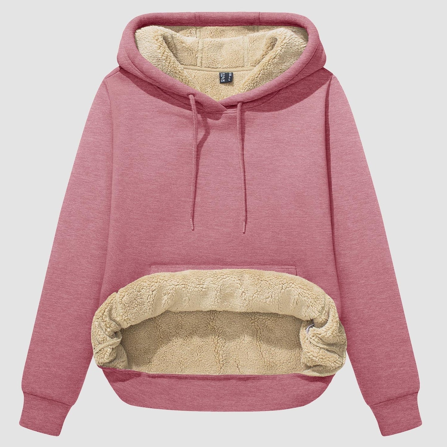 Vibonanza | Dames Sherpa Hoodie Beige Fleece Gevoerd