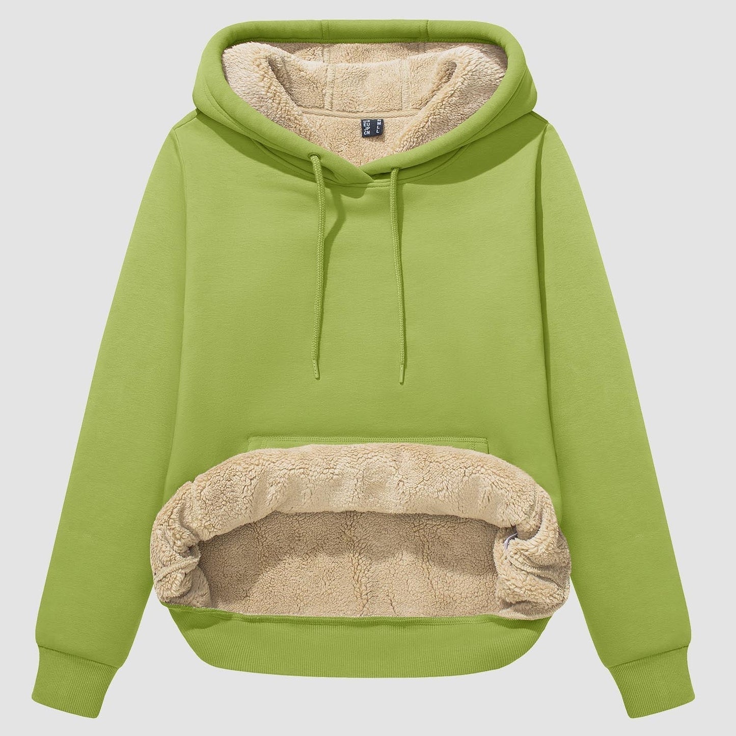 Vibonanza | Dames Sherpa Hoodie Beige Fleece Gevoerd