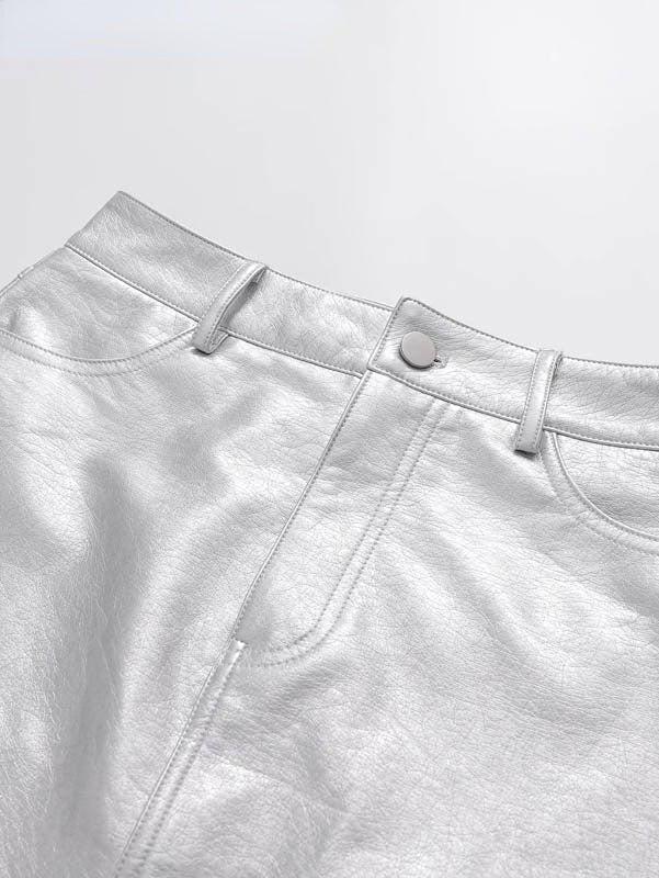 Vibonanza | Zilveren Hoge Taille Minirok Dames