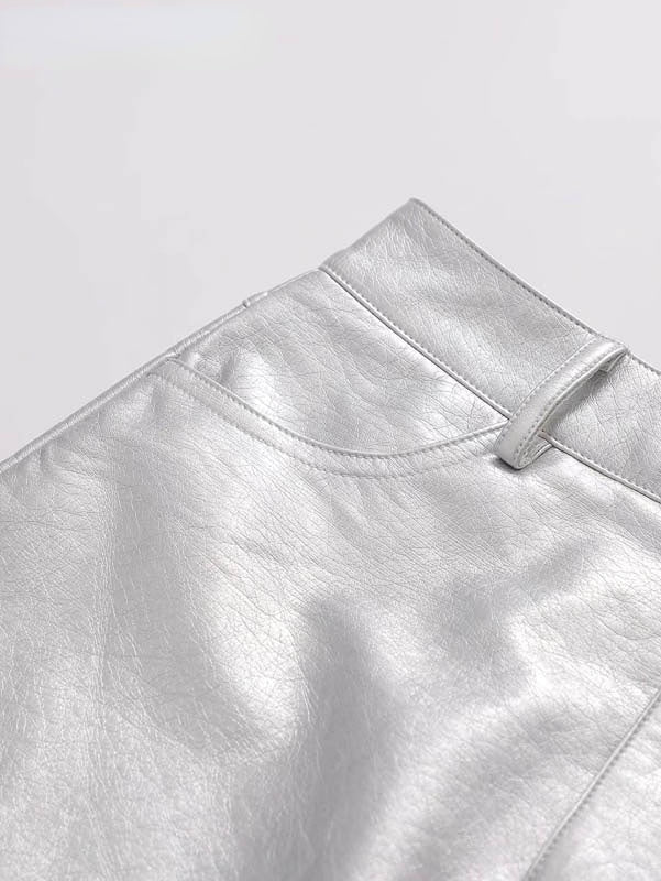 Vibonanza | Zilveren Hoge Taille Minirok Dames