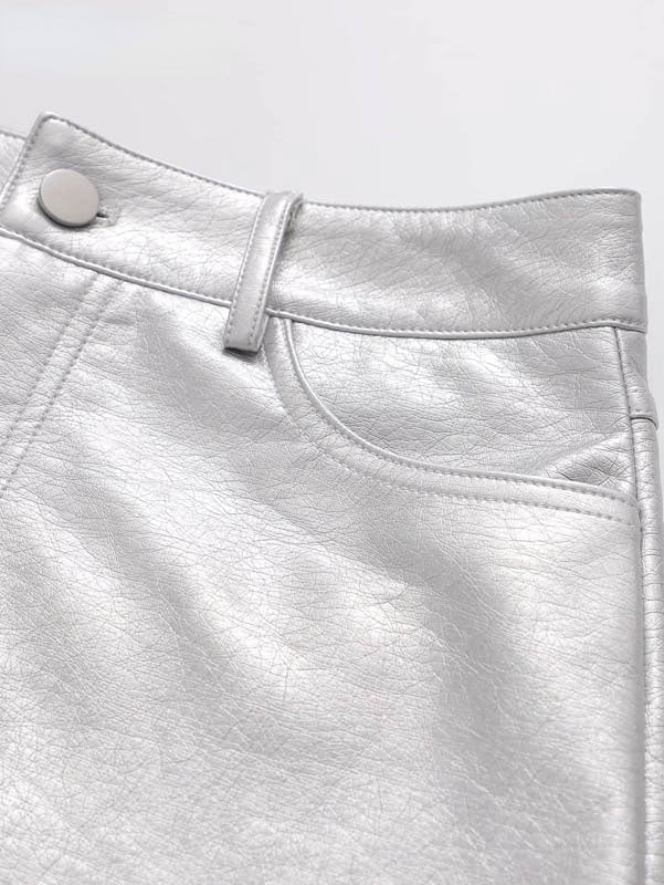 Vibonanza | Zilveren Hoge Taille Minirok Dames