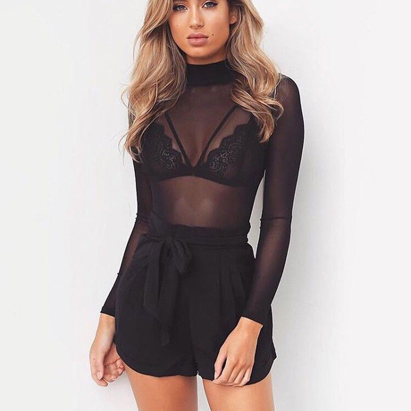 Vibonanza | Transparante Stretch Top Zwart/Bordeaux