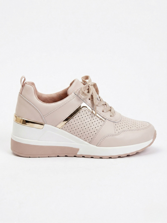 Vibonanza | Orthopedische Beige Wedge Sneakers Dames