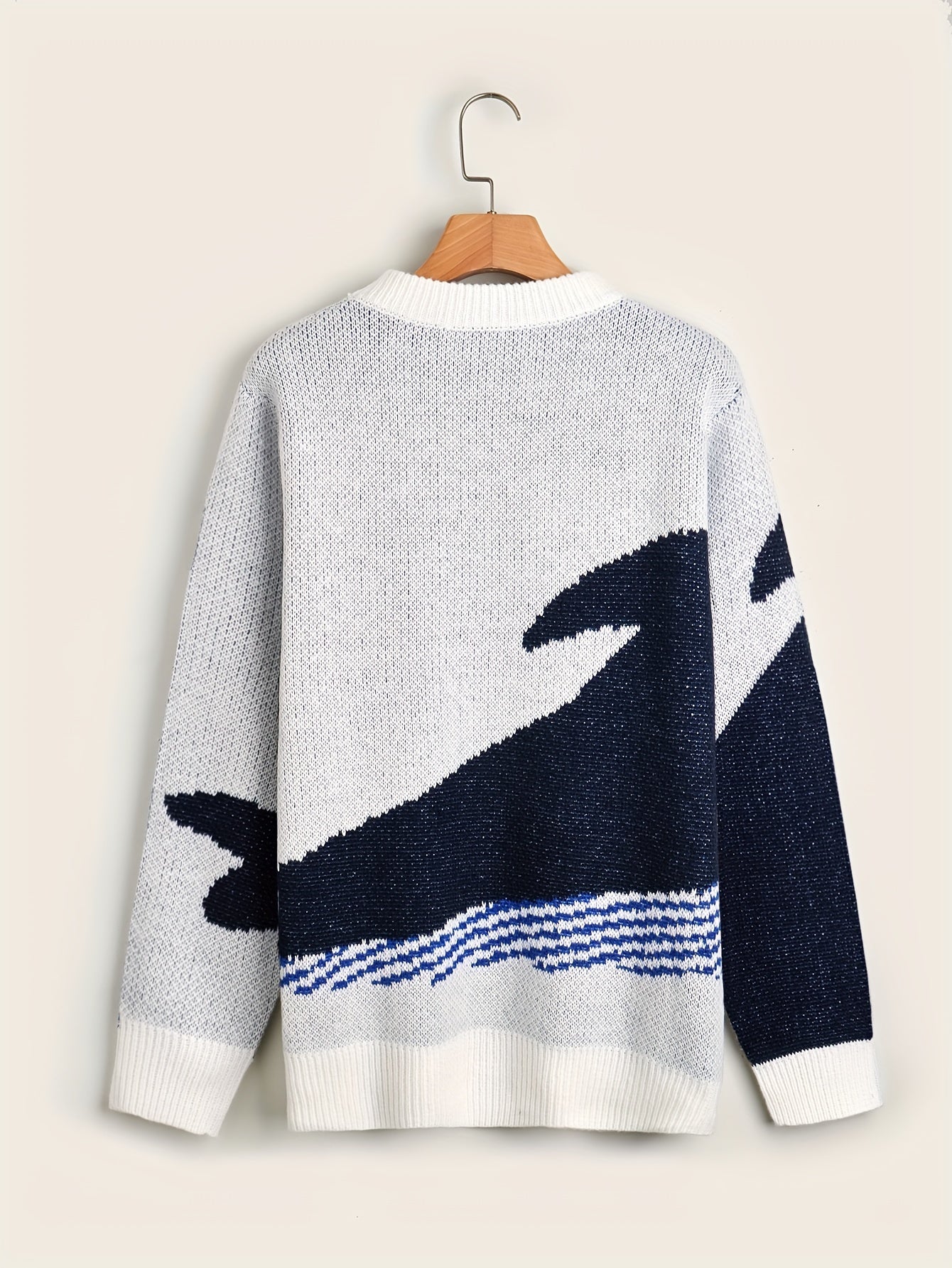 Vibonanza | Heren Wol Trui met Cartoon Walvis Print