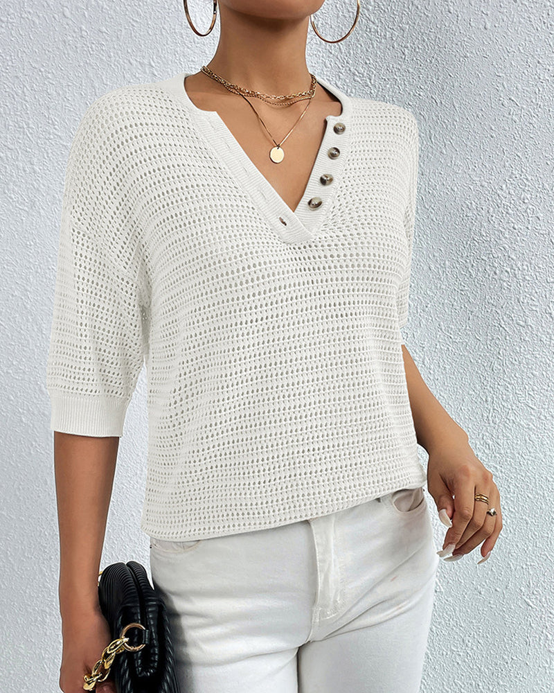 Vibonanza | Damesblouse V-hals Korte Mouw