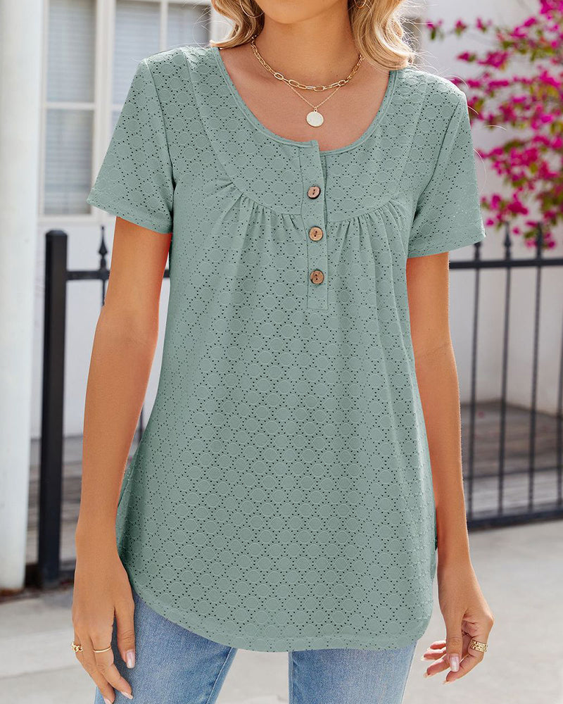 Vibonanza | Damesblouse Katoen Korte Mouw Met Print